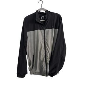 Travis Mathew Men's Black Gray Colorblock Full Zip Jacket Size Large